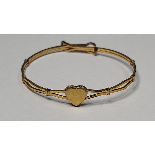 Small Vintage Gold-Filled Heart Bangle Bracelet - Weight: 4.2g