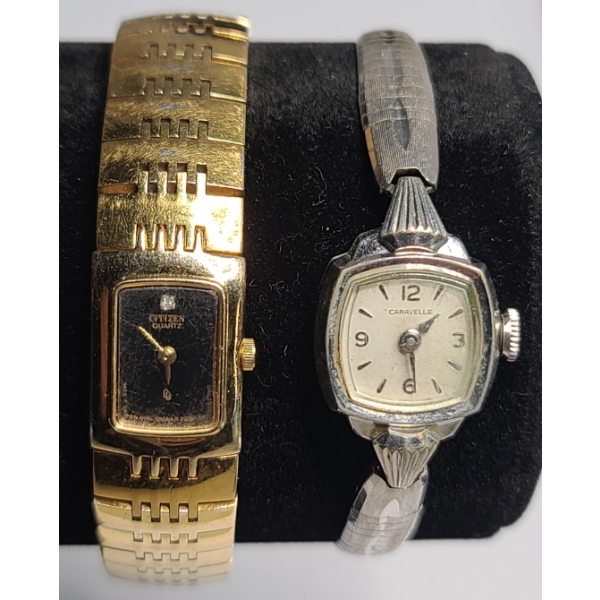 Vintage Caravelle Bulova Women's Mechanical Cocktail Wristwatch & Citizen Quartz Ladies' Dress Watch