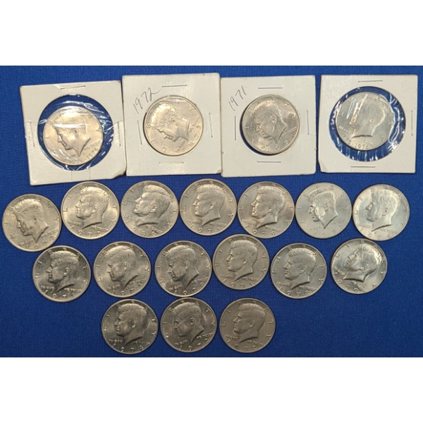 Assorted Years Kennedy Half Dollars & Kennedy Bicentennial Half Dollars - Face Value : $10.00
