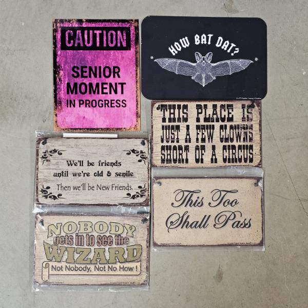 6 Vintage Novelty Wall Decor Signs (8"x12")