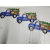 Image 1 : 3 Outdoor Metal Christmas/Holiday Blue Truck and Tree Stakes - Approx. 16in Tall