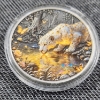 Image 2 : Beautiful Snow Leopard Colorized Artwork 1 Oz .999 Fine Copper Round in Capsule