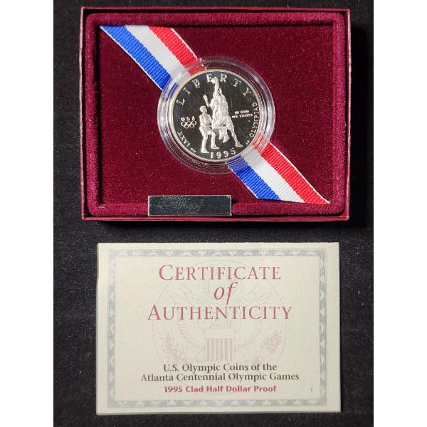 1995 US Olympic Atlanta Centennial Olympic Games Clad Half Dollar Proof Coin in Original Packaging 