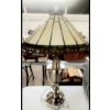 Image 1 : Leaded Stained Glass 18 Panel Table Lamp With Filigree Border Trim  27" Overall Ht (1 of 2)
