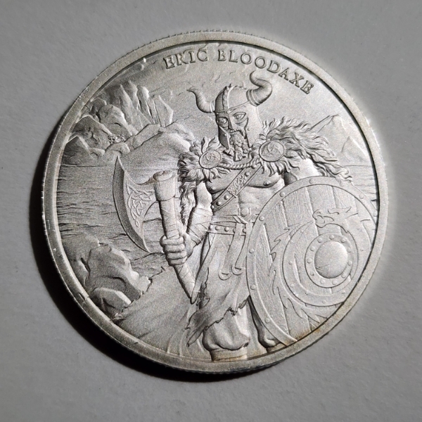One Troy Ounce .999 Fine Silver Legendary Warriors Eric Bloodaxe Round