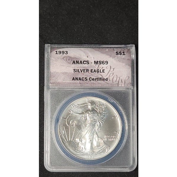 ANACS 1993 MS69 1 oz 999 Fine Silver American Eagle