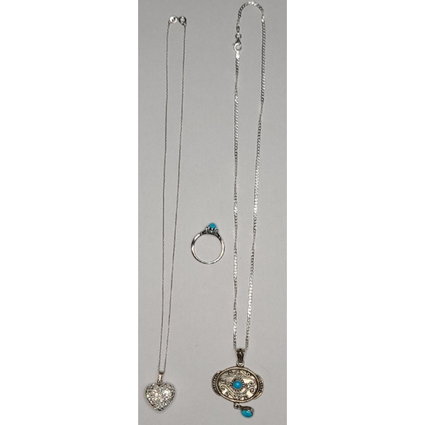 Sterling Silver Necklaces & Ring - Weight: 15.9g