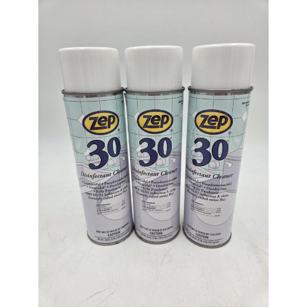 Three New 20oz Cans Of Zep 30 Disinfectant Cleaner
