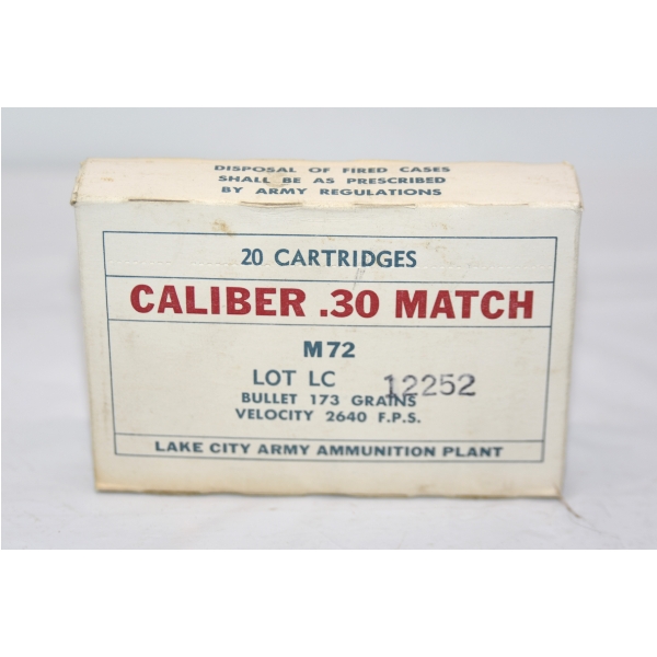 20 Rounds Lake City Army Ammunition Plant .30 Match Ammunition