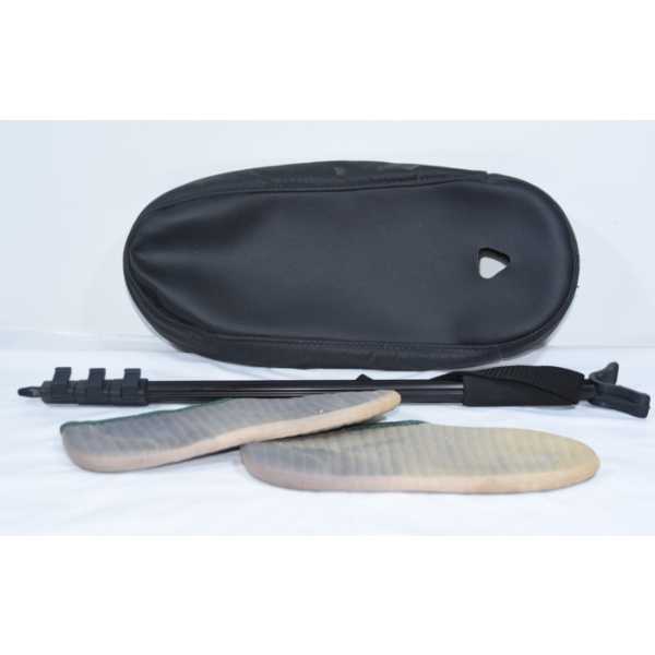 Leather Case, Monopod, and Vintage Shoe Insoles