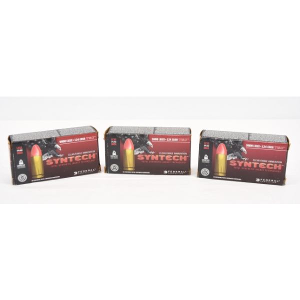 150 Pieces Federal Syntech 9mm Luger. 124ge Shot Brass 