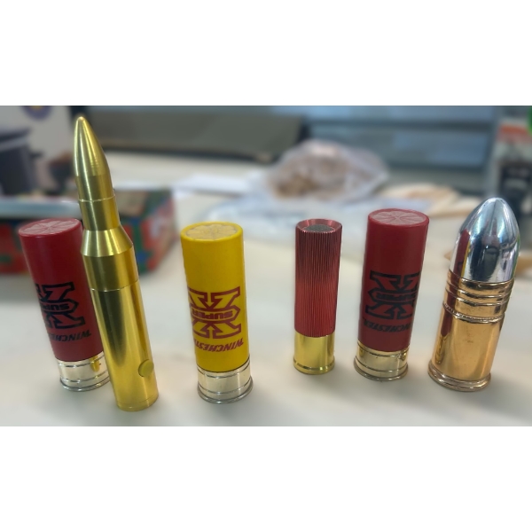 Lot of 6 Oversized Novelty Bullet & Shotgun Shell Collectibles