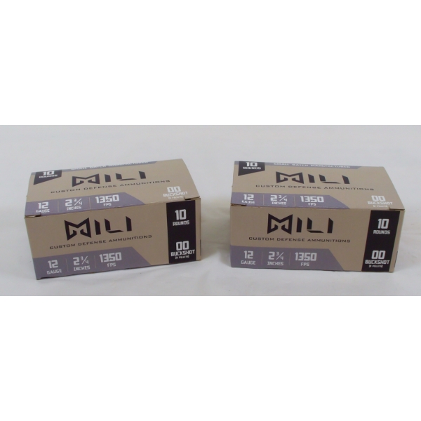 20 Rounds MILI 12 Gauge 2 3/4" 00 Buckshot Ammunition