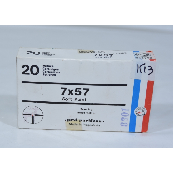 20 Rounds PPU 7x57 Mauser 140gr JSP Ammunition 