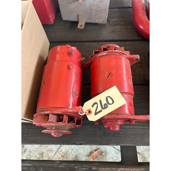 Vintage Red Tractor DC Generators with Cooling Fans