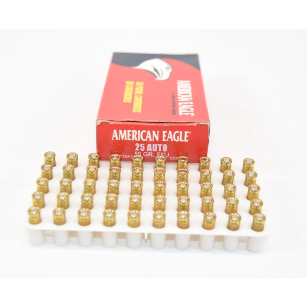 50 Rds. American Eagle 25 Auto 50gr. FMJ Ammunition 