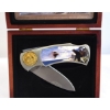 Image 2 : Collectible Eagle Head Folding  Knife In Wooden Display Case