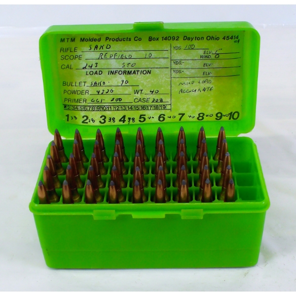 45 Rounds 243 Win 70Gr Sako JKT S.P. Reloaded Ammunition