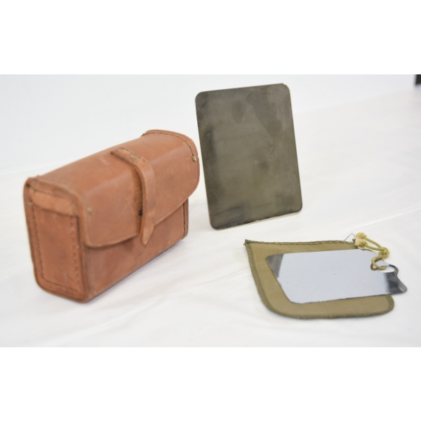 Leather Ammo Pouch & 2 Military Mirrors