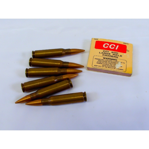100 Large Rifle Primers & 6 Rounds 7.62 X 51 Ammunition 