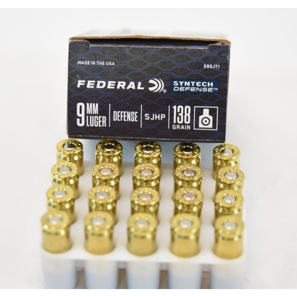 20 Rds. Federal 9mm Luger 138gr SJHP Ammunition 
