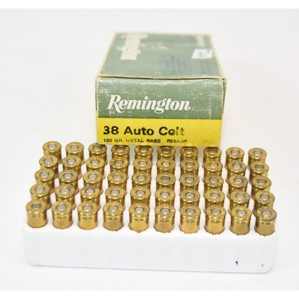  50 Rounds Remington 38 Auto Colt 130gr M.C. Factory Ammunition