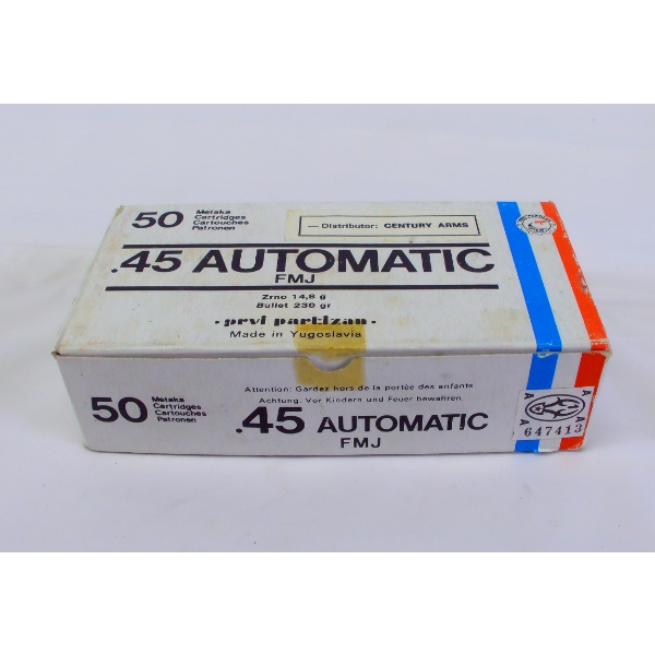 50 Rounds Metaka Cartridges .45 Automatic Ammunition 