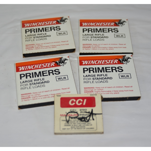 400 Pieces Winchester Standard Large Rifle & 50 Pieces CCI Large Magnum Rifle Primers 