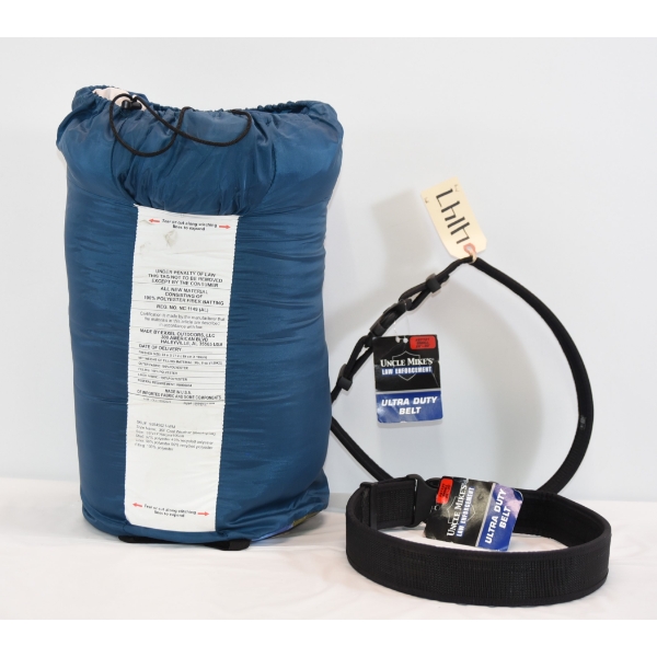 Box Lot Law Enforcement Belts & Ozark Trail Sleeping Bags