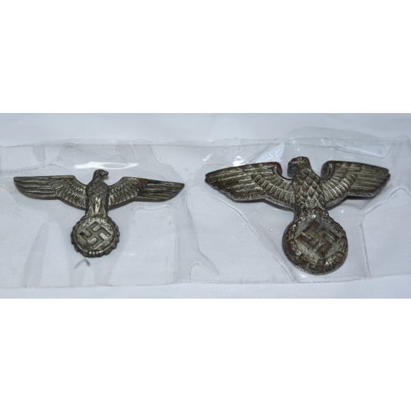 WWII German Eagle Cap Insignia Pair – Metal Badges