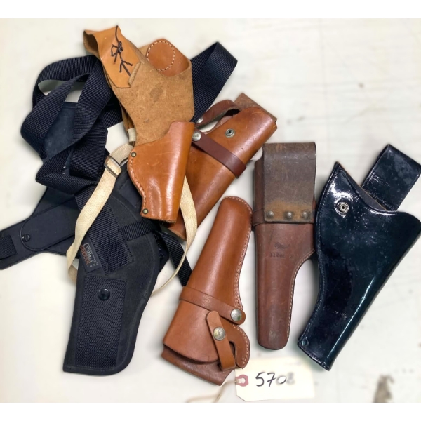 Box Lot Assorted Size Leather & Vinyl Holsters Assorted Sizes