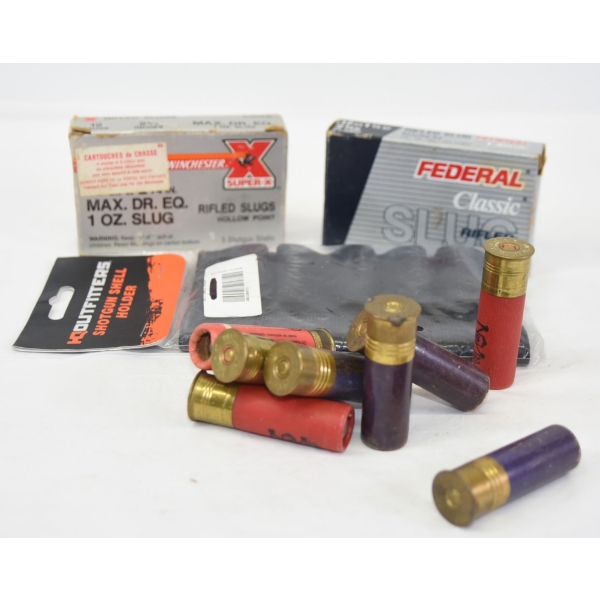Box Lot 18 Rounds Assorted Brands & Gauges Ammunition & Shotgun Shell Holder