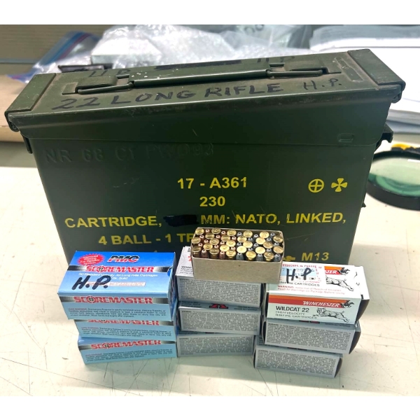 500 Rounds Mixed 22LR HP Ammunition In Military Ammo Can