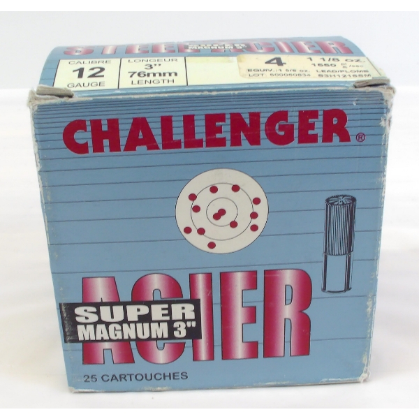25 Rounds Challenger Steel Acier 12 Gauge 3" BB Shot Ammunition