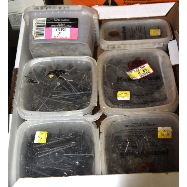 6 Containers of Tree Island Handy Pack Assorted Nails