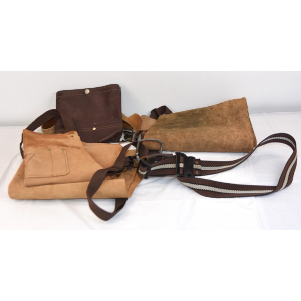 2 Leather Aprons & Leather Pouch
