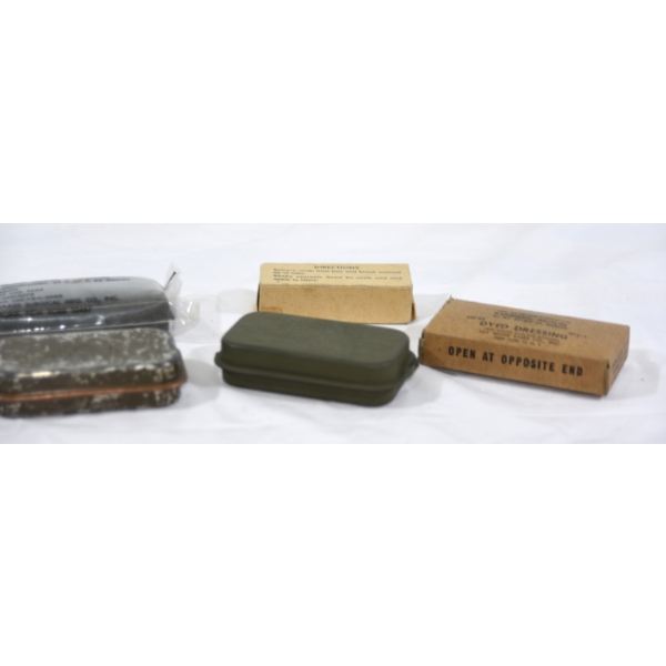 Military Supplies - 2 Sealed First Aid Tins - 2  Muslin Bandage - 6 Iodine Swabs In A Box