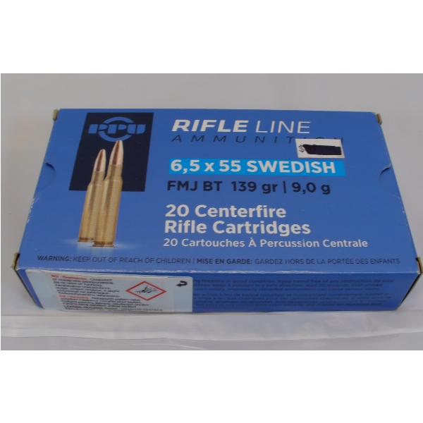 20 Rounds PPU 6.5x55 Swedish FMJ BT 139gr. Ammunition