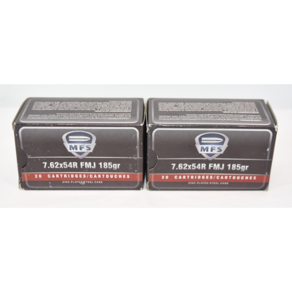 40 Rds. MFS 7.62 x 54R FMJ 185gr Ammunition 