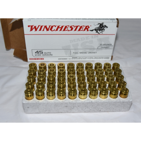 50 Rounds Winchester 45 Auto 230 Grain Ammunition  