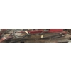 Image 1 : Red Double-Acting Hydraulic Cylinder with Hoses & Clevis Rod