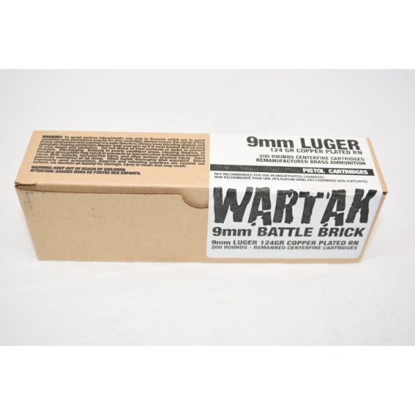200 Rounds Wartak Pistol Cartridges 9MM Luger Ammunition