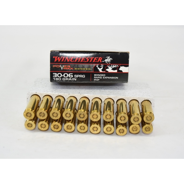 17 Rounds Winchester Power Max 30-06 SPRG 180gr. Ammunition & 3 Pieces Shot Brass