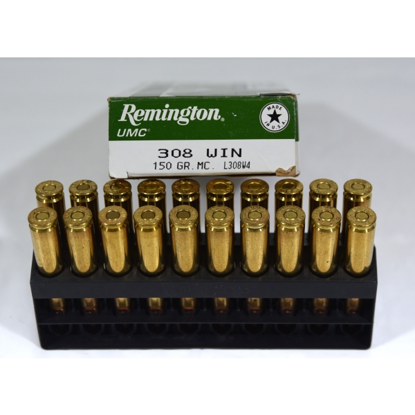 20 Rounds Remington UMC 308 Win 150gr M.C. Ammunition 