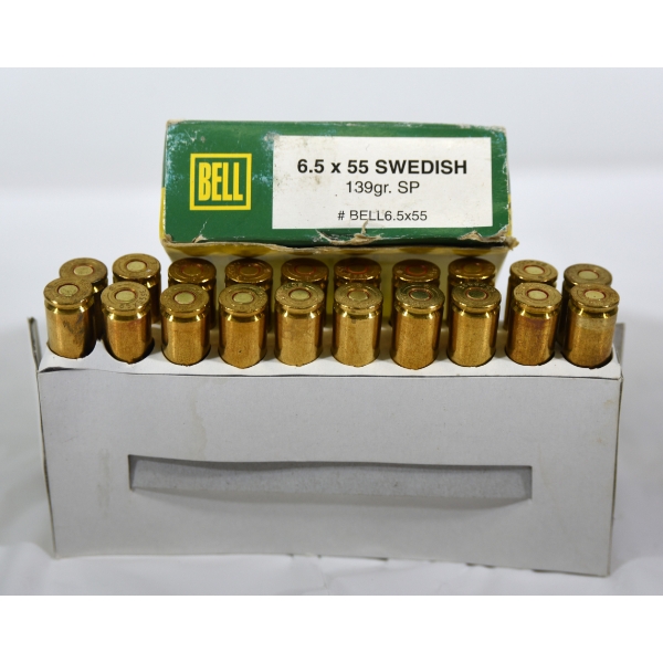 20 Rounds Bell 6.5 x 55 Swedish 139gr SP Ammunition 