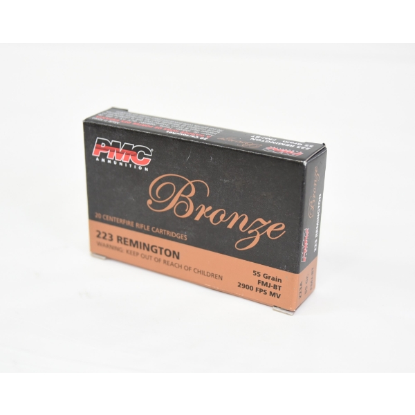 20 Rounds PMC Bronze .223 Remington 55 Grain FMJ-BT Ammunition