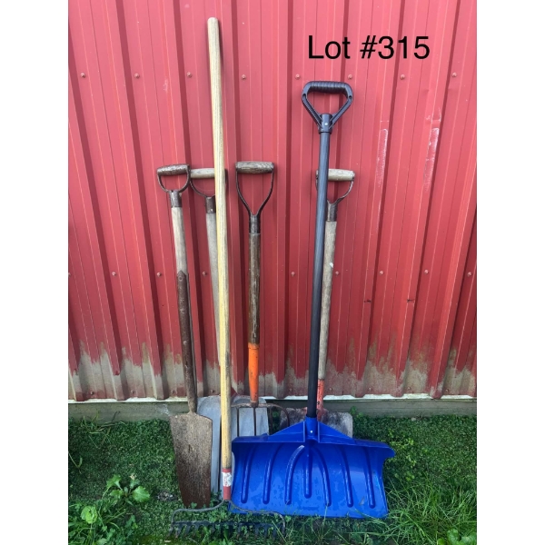 Assorted Shovels, Rake & Farm Tools