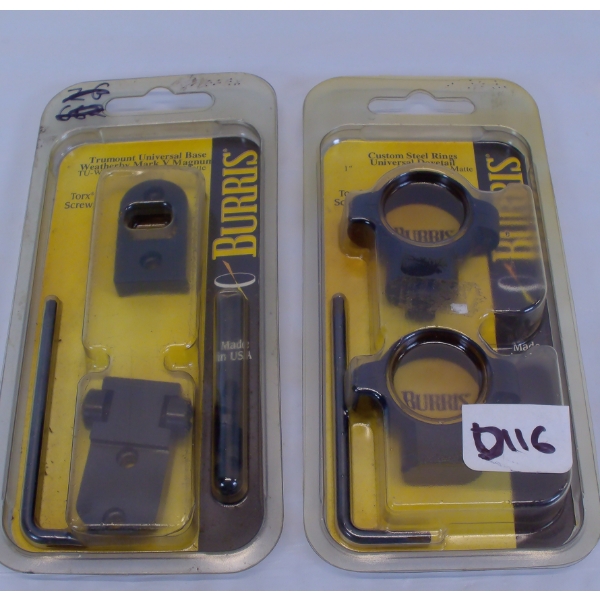1 Set Burris Universal Turn In High 1" Rings and Bases for Weatherby MK V Magnum 