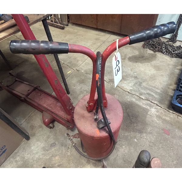 Vintage Wheeled Portable Air Tank w/ Gauge, Hose & Handle
