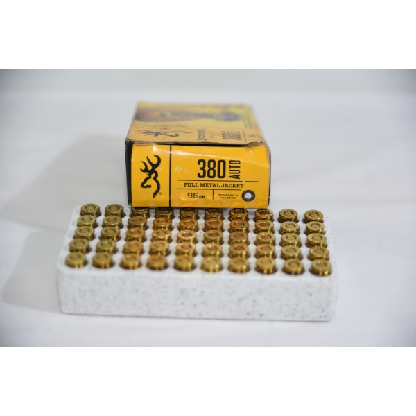 50 Rounds Browning 380 Auto 95gr FMJ Ammunition 